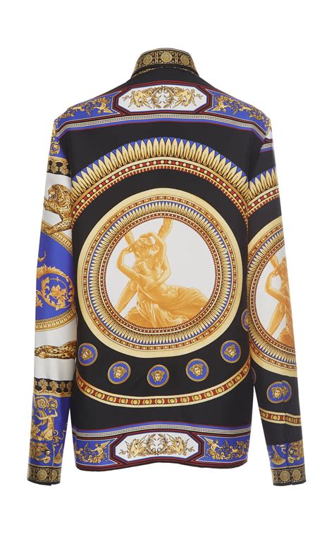 t shirt versace blue yellow white|Versace long sleeve shirt.